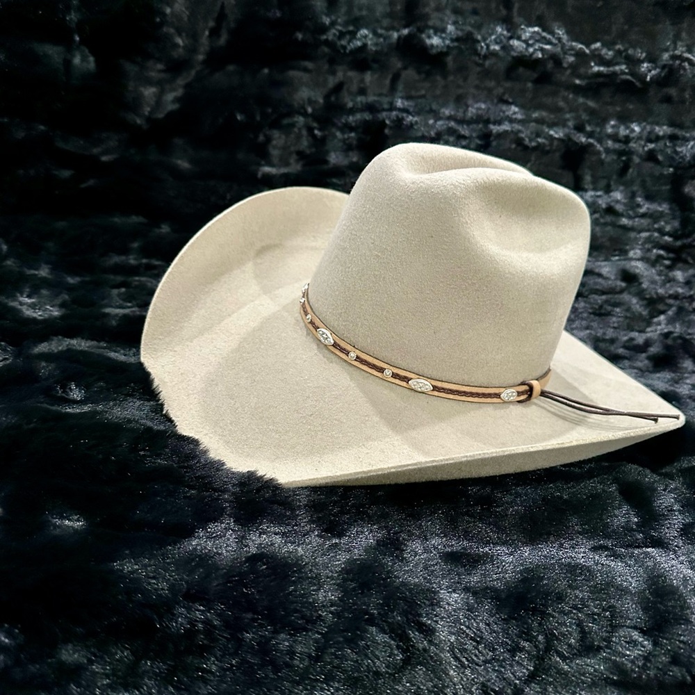 Elegant Tan Cowboy Hat with Embellished Band